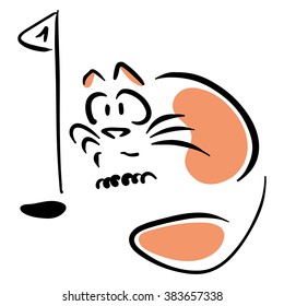 Cat plays golf