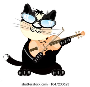 Cat plays on violin