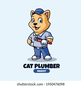 Cat Plumbing Mascot Logo Design Creatives