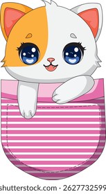 Gato no bolso bonito vetor de desenhos animados