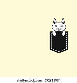 cat  pocket .T-shirt graphic vector Print