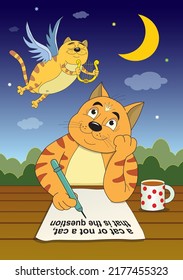 Cat poet and his muse