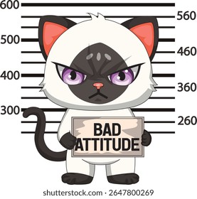 Gato Com Conselho De Polícia Mugshot Mau Atitude Vetor