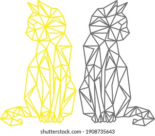 Cat polygon, geometric outline Vector