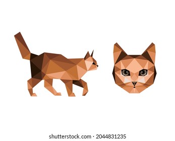 Cat in Polygonal low poly vector. Cat face illustration logo polygon