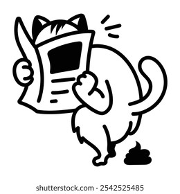 Icono de caca de gato en estilo doodle 


