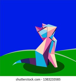 cat pop art color vector