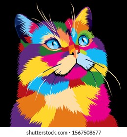 Cat Pop Art, WPAP design, Pop Art Style from Indonesia