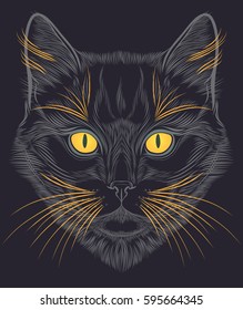Cat portrait hand drawn in lines. Stylized doodle isolated vector illustration