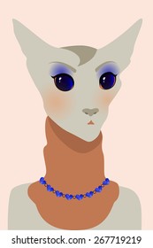 cat portrait illustration fashion vector