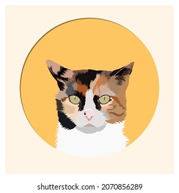 Cat Portrait. Minimalist poster. Can be used for wall art decoration, postcard, cover design