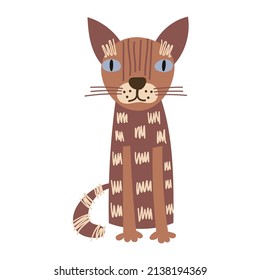 Cat portrait on isolated background. Vector illustration.