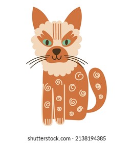 Cat portrait on isolated background. Vector illustration.