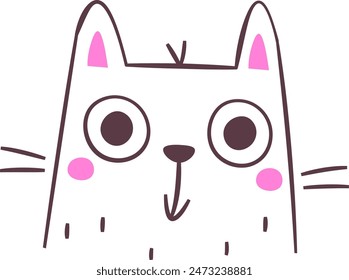 Cat Portrait Outline Vector Illustration