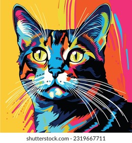 a cat portrait in the style of pop art.