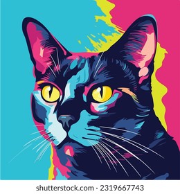 a cat portrait in the style of pop art.