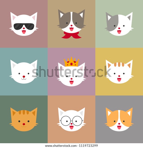 Cat Portraits Colorful Pastel Squares Happy Stock Vector (Royalty Free ...