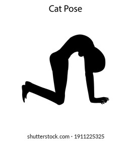 Cat Pose Yoga Workout Silhouette On Stock Vector (Royalty Free ...