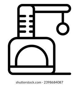 Cat post with hanging ball icon outline vector. Domestic climbing cat tree. Playing pet scratcher