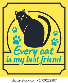 Cat poster quote with illustration