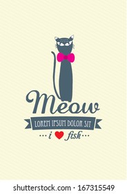 cat poster template vector/illustration / background/ greeting card 