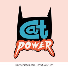 Cat power. Vector illustration in trendy doodle cartoon style. Isolated on light backgroud. T-shirt design concept.