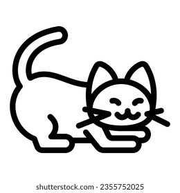 Cat prepare to jump line icon, funny animals concept, kitty get ready to jump vector sign on white background, outline style icon for mobile concept and web design. Vector graphics