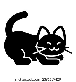 Cat prepare to jump solid icon, funny animals concept, kitty get ready to jump vector sign on white background, glyph style icon for mobile concept and web design. Vector graphics