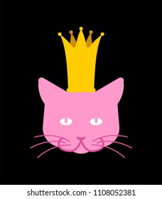 Cat princess. Royal Home pet in crown. Vector illustration