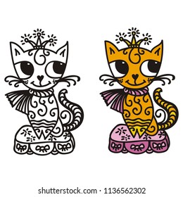 Cat princess. Vector illustration