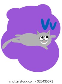 Cat professor alphabet V