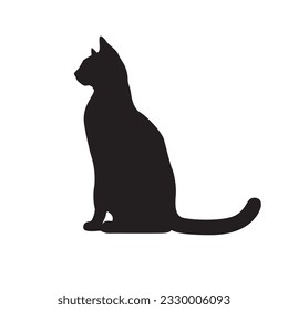 Cat profile black silhouette. Vector illustration isolated on a white background  