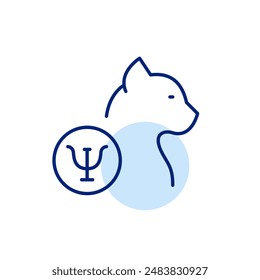 Cat psychotherapist. Pet mental health and wellbeing services. Veterinary clinic. Pixel perfect, editable stroke icon
