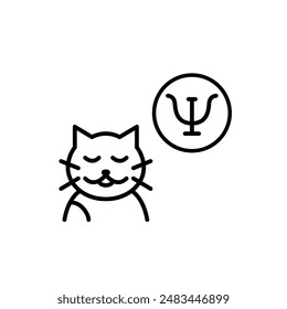 Cat and psychotherapy symbol. Emotional support animal. Pet roles in mental healthcare. Pixel perfect vector icon