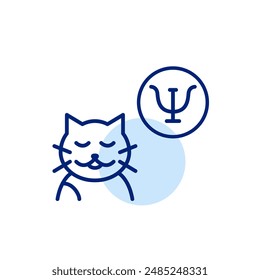 Cat and psychotherapy symbol. Emotional support animal. Pet roles in mental healthcare. Pixel perfect, editable stroke icon