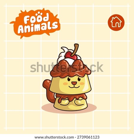 cat pudding cartoon mascot logo character