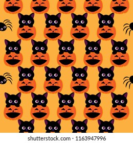 cat pumpkin halloween pattern