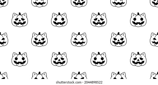 cat pumpkin Halloween seamless pattern vector kitten calico head ghost cartoon tile background illustration repeat wallpaper gift wrapping paper scarf isolated symbol icon doodle design