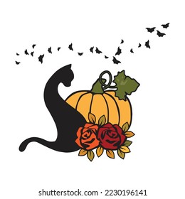 Cat and pumpkin, Halloween theme