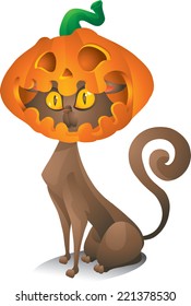 cat with pumpkin head