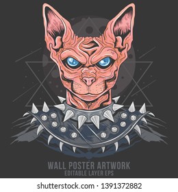 CAT PUNK RIDER EGYPT METAL ROCKER VECTOR ELEMENT 