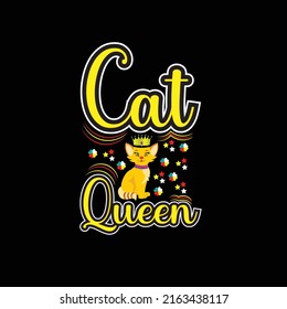 Cat queen t shirt vector illustration