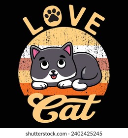 Cat quote vintage premium t-shirt design illustrator