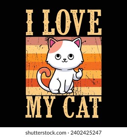Cat quote vintage premium t-shirt design illustrator