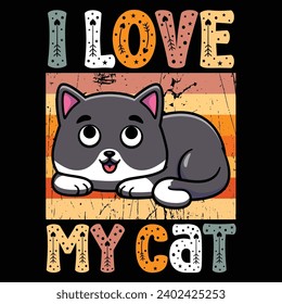 Cat quote vintage premium t-shirt design illustrator