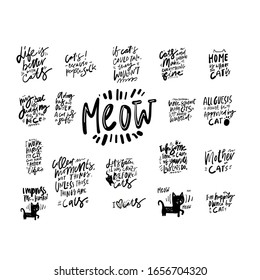 Cat quote for your design. Hand lettering . Meow. Mother of cats. I love cats