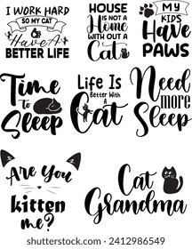 Cat Quotes lettering Bundle, Cat Quotes Bundle