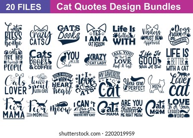 Paquete svg de citas de Cat. Citas sobre archivos Cat, Cat cortar archivos Bundle de 20 archivos svg eps para cortar máquinas Cameo Cricut, citas de Cat