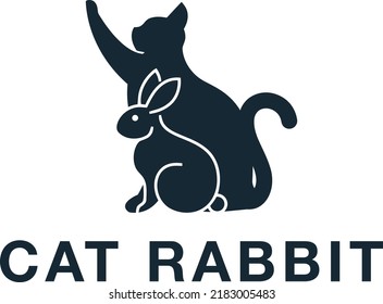 cat rabbit animals logo design