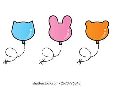 Conjunto de balões para gatos, coelhos e ursos